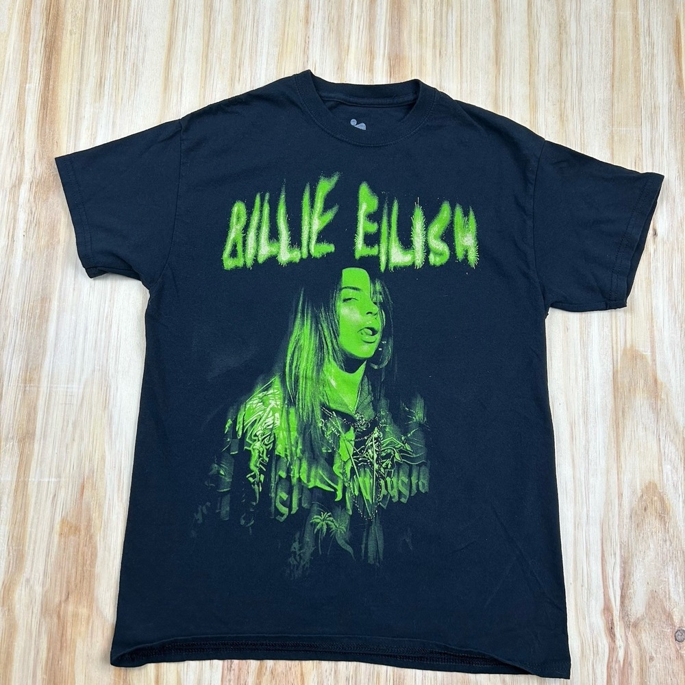 Billie Eilish Mens Black Graphic‎ T Shirt Size Medium Short Sleeve Music Band